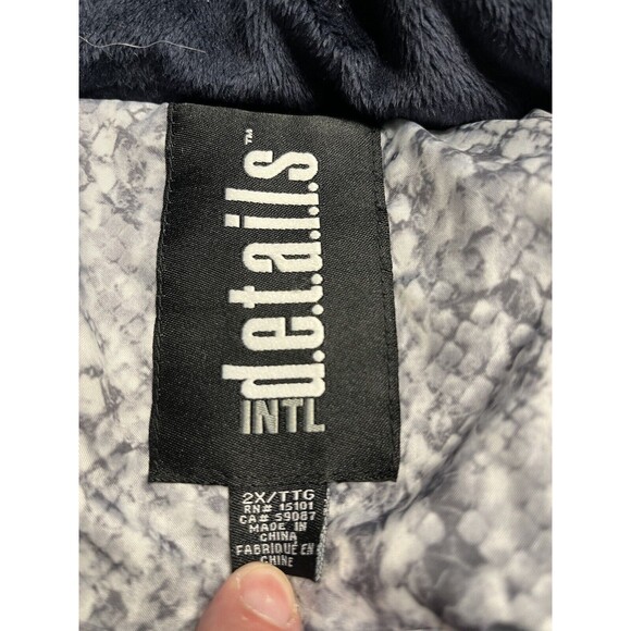 NWT International Details Blue Faux Rim Lined Detachable Hood Jacket Coat Sz 2X - Picture 14 of 15